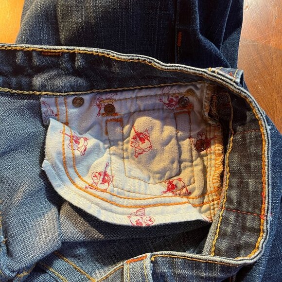 True Religion Becca Low Rise Flare Bootcut Jeans Women 30 Waist Y2K 00s Dark USA - Picture 10 of 16